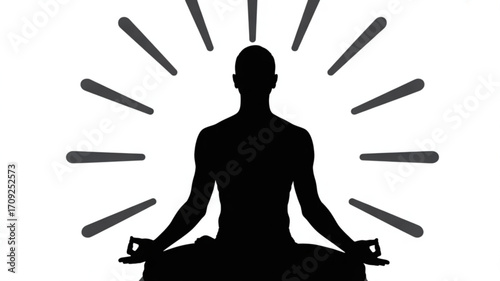 Meditation mindfulness yoga zen peace spiritual wellness wellbeing relaxation silhouette vector graphic art
