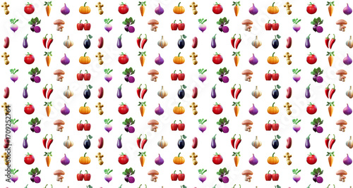 Vegetable pattern PNG - 3d rendered