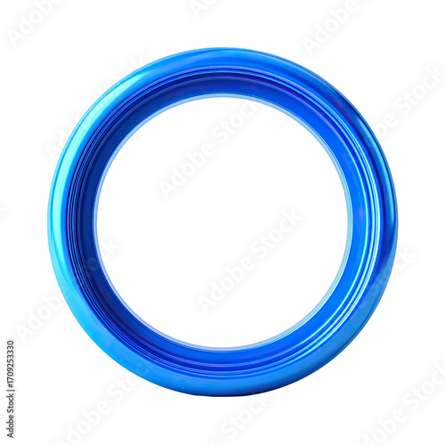 Abstract vibrant blue ring, circular frame, smooth gradient, digital art
