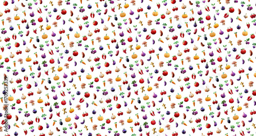 3d vegetable pattern - colorful and seamless