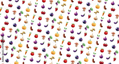 Seamless pattern of vegetable on isolated background