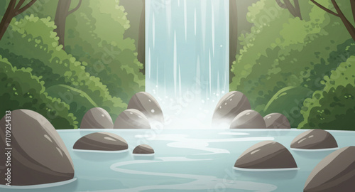 Background of a waterfall in the middle of the forest