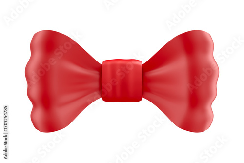 Red tied bow on white backg...