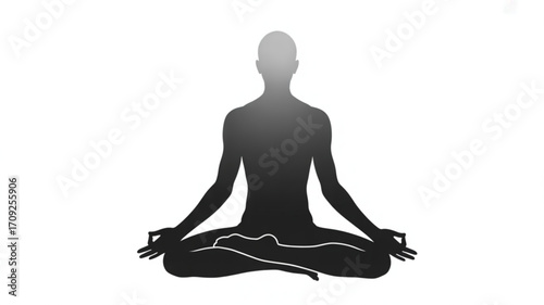 Yoga meditation pose silhouette vector illustration for wellness and mindfulness practice design element