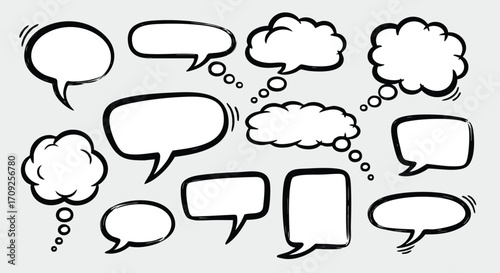 Blank speech bubbles and thought clouds collection for creative communication and idea generation