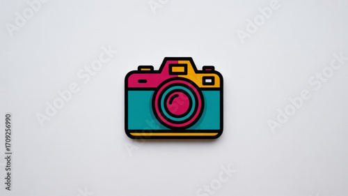 Colorful camera icon vector illustration for photography and videography content creation and visual storytelling