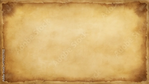 Parchment Texture Background with Golden-Brown Stains and Curled Corners for Medieval Maps