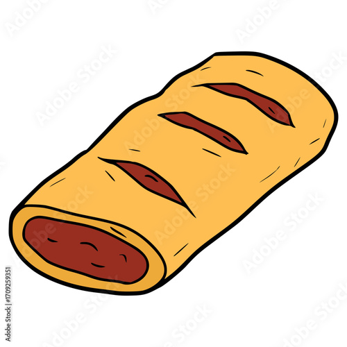 sausage roll illustration hand drawn isolated vector	