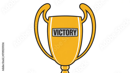 Golden victory trophy cup award achievement success competition win champion prize celebration design element