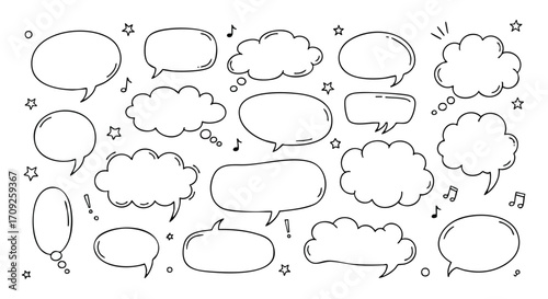 Add stylish hand-drawn speech bubbles and thought clouds to enhance your designs with a personal touch