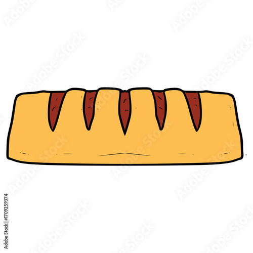 sausage roll illustration hand drawn isolated vector
