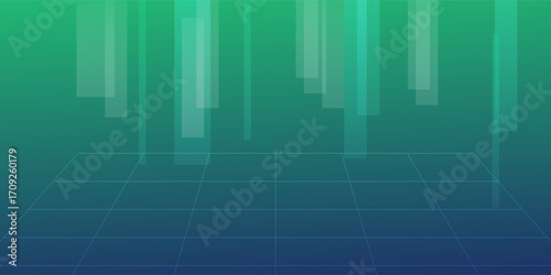 Digital speed tech on blue-green background, cyber nano info, abstract communication, AI big data, network links, future innovation, with 3D line and dot illustration.