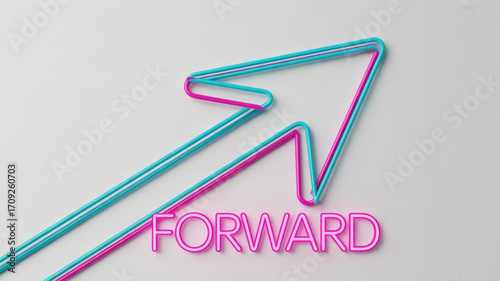 Forward neon sign with arrow vector illustration for business growth and success concept and direction sign 100