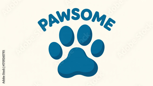 Pawsome pet care logo design for veterinary clinic and animal shelter with cute paw print vector graphic