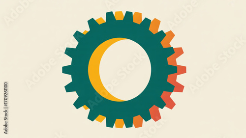 Gear cog wheel mechanism engineering machine part design industrial vector graphic illustration element