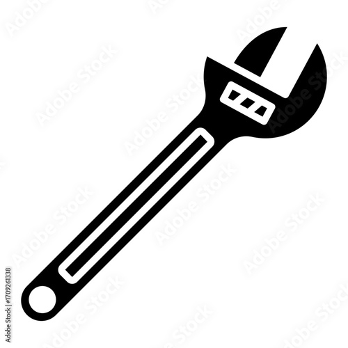 Adjustable Wrench Tool Icon Illustration