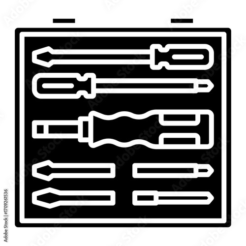 Screwdriver Set in Toolbox Vector Icon
