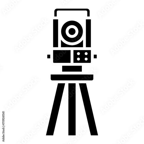 Theodolite on Tripod for Land Surveying Glyph Icon