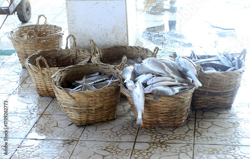 Canvas Print fresh fish on basket