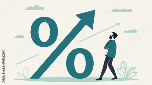 Interest Rate Increase Financial Growth Percentage Symbol Businessman Economy Investment Finance Upward Trend Growth Chart Percentage Sign Financial Market Economic Growth Business Co.