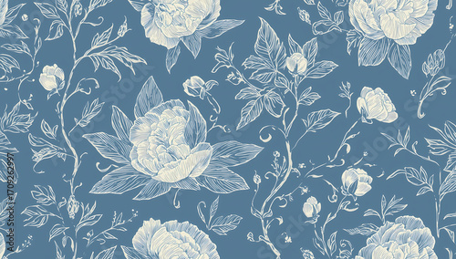 A vintage seamless floral pattern featuring pink roses and leaves, perfect for a decorative textile or wallpaper design