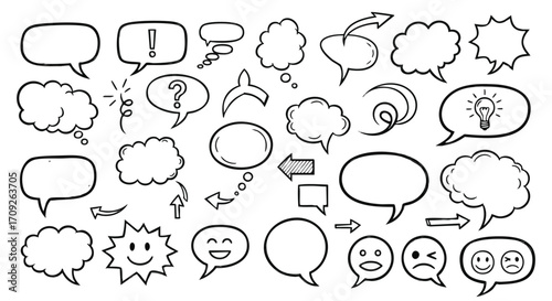 Versatile speech bubbles and design elements for creative projects needing communication icons and expressive shapes