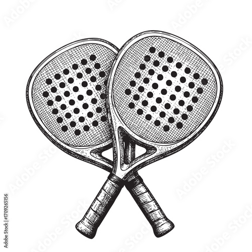 Crossed Padel Tennis Rackets Hand-Drawn Sketch