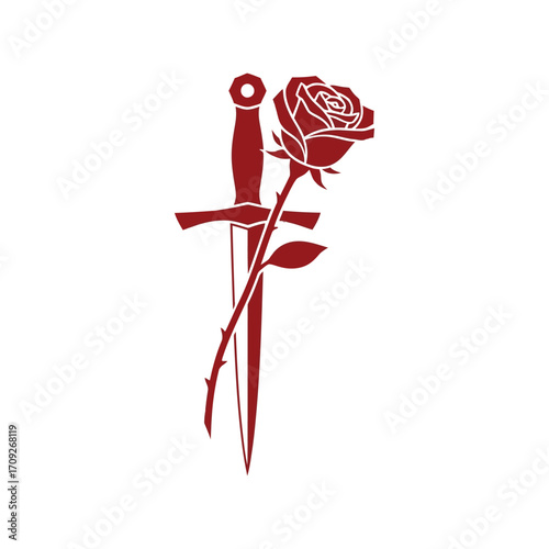 Elegant rose and dagger symbolism intricate design for unique concepts vector