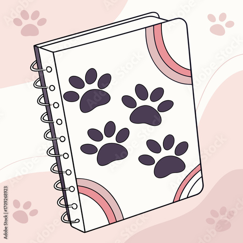 Adorable spiral notebook with cute paw print design for kids and pet lovers alike to take notes