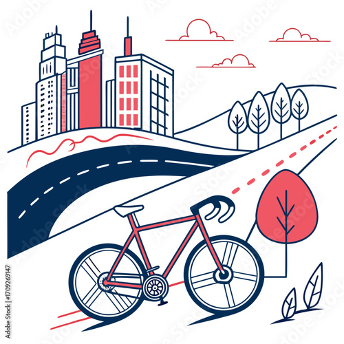 Enjoy a cycle ride through the city with this professional and modern design element for your project