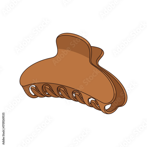Stylish matte brown hair claw clip for elegant updo hairstyles and hair styling accessories vector