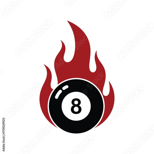 Fiery 8 ball icon billiards sport game excitement hot concept vector