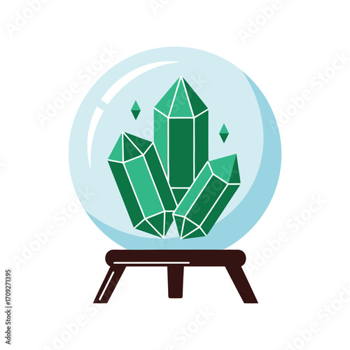 Mystical crystal ball fortune teller futuristic energy gemstones psychic divination future concept vector