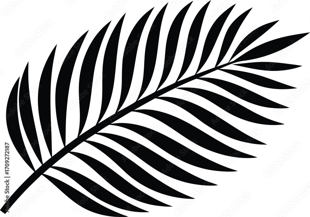Obraz premium Solid Black Leaf Silhouette Artwork. Flat Maple Leaf Silhouette Clipart. Bold Oak Leaf Silhouette Graphic. Simple Palm Leaf Silhouette Outline. Clean Monstera Leaf Silhouette Shape