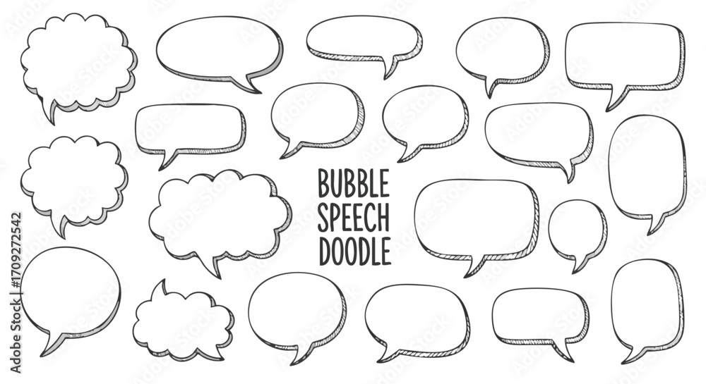 Fototapeta premium Hand-drawn speech bubbles for creative design, communication, and messaging concepts