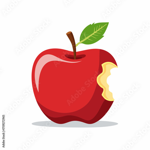 A vibrant red apple with a bite taken out, showcasing a healthy snack.
