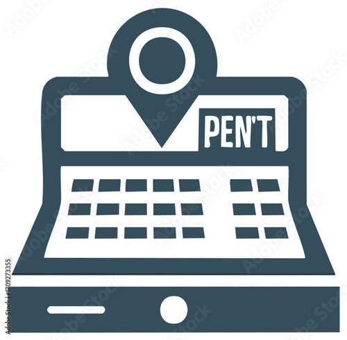 Digital device displaying rent information with a location pin pointer