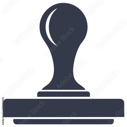 Professional vector icon of a classic rubber stamp tool for official documents, business, and approval.