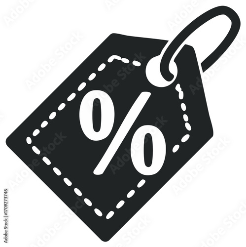 Vector icon of a price tag with a percentage symbol for sales and promotions