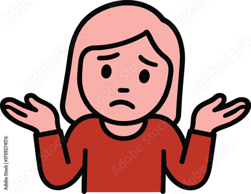 Vector illustration of Woman Shrugging with a Confused Expression