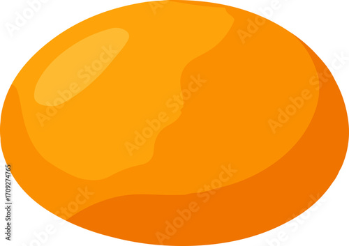 Shiny orange round stone or jewel icon, a smooth glossy vector illustration for design elements