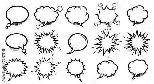 Dynamic comic book speech and thought bubbles for creative storytelling and design projects