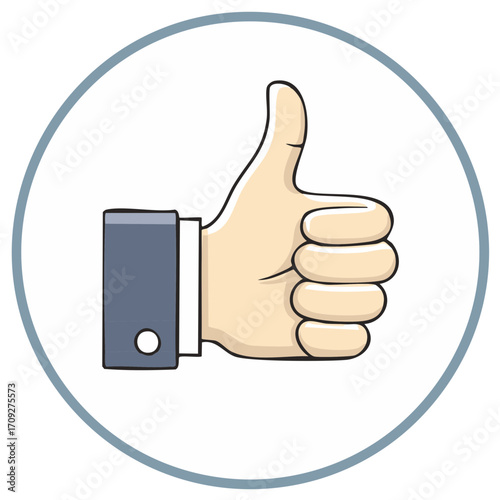 Thumbs Up Hand Gesture in Circle Frame: Depicting Agreement, Approval, and Positive Feedback