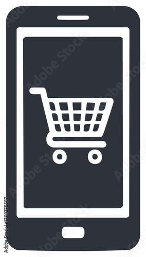 Online Shopping on Smartphone Simple Icon Digital Retail Experience Modern Design