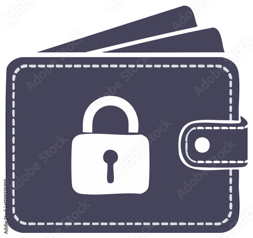 Stylized Wallet with Secure Lock Symbol Representing Financial Safety and Digital Security