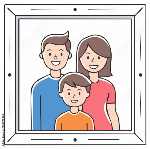 Happy Family Portrait Smiling Together Inside a Picture Frame