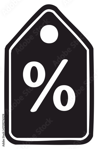 Retail Discount Tag with Percentage Sign for Sales and Marketing Promotions