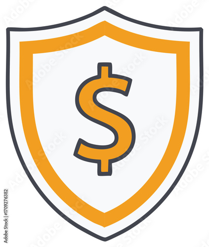 Money Shield Icon Financial Protection Illustration of Currency Symbol Security Badge
