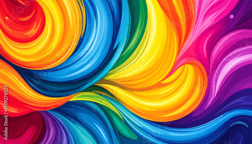 Vibrant Rainbow Swirls Abstract Background.