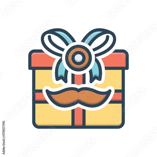 Color illustration icon for gift